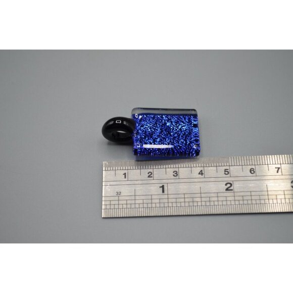 Cobalt Blue Glass Cuff Bracelets & Pendant Signed RWG Jewelry Set Ocean Sea - Picture 8 of 10